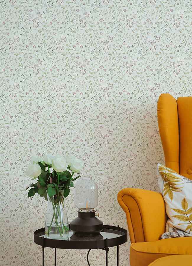 Tarragon Blush Dainty Meadow Wallpaper - York Wallcoverings - 3125-72355 - York Wallcoverings Wallpaper