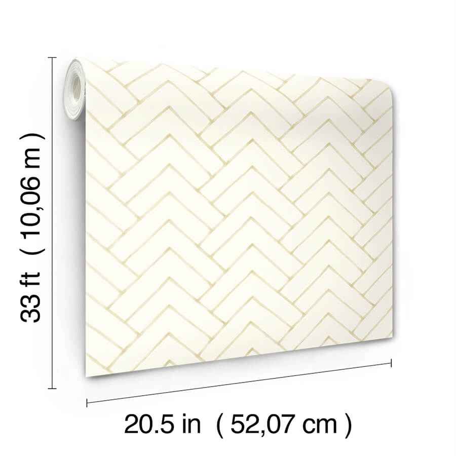 Oswin Light Yellow Tiered Herringbone Wallpaper - York Wallcoverings - 3125-72365 - York Wallcoverings Wallpaper
