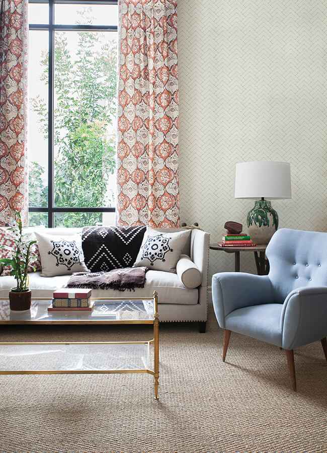 Oswin Light Yellow Tiered Herringbone Wallpaper - York Wallcoverings - 3125-72365 - York Wallcoverings Wallpaper