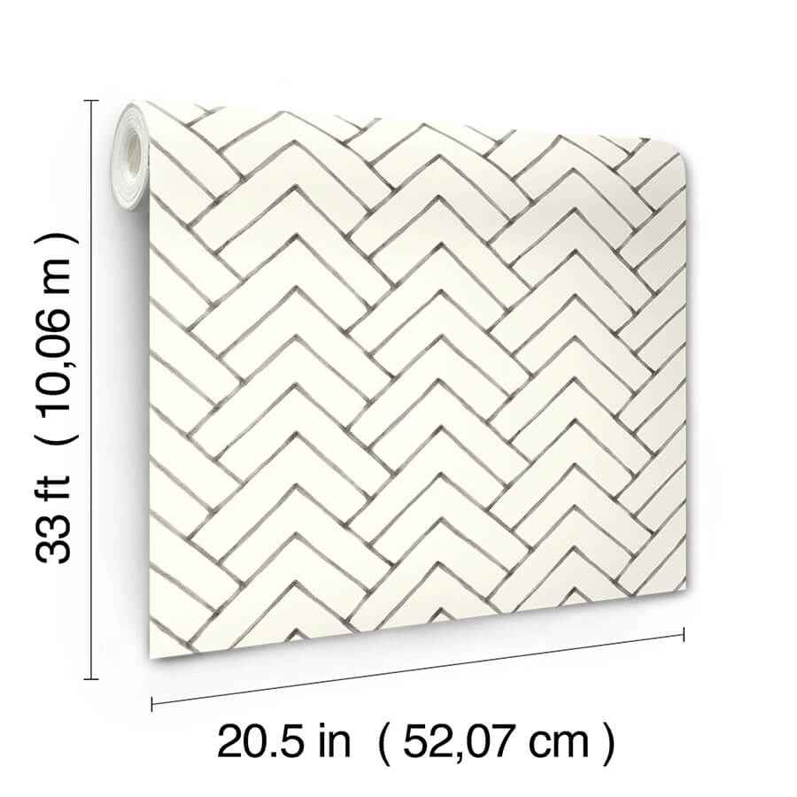 Oswin Black Tiered Herringbone Wallpaper - York Wallcoverings - 3125-72366 - York Wallcoverings Wallpaper