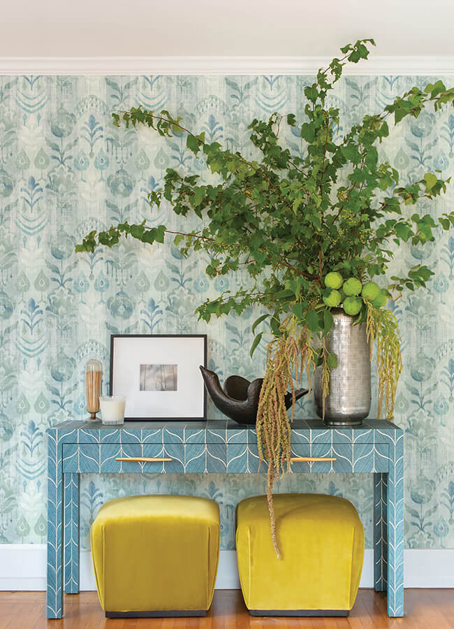 pavord-green-floral-shibori-wallpaper-york-wallcoverings-4122-27012 - York Wallcoverings Wallpaper