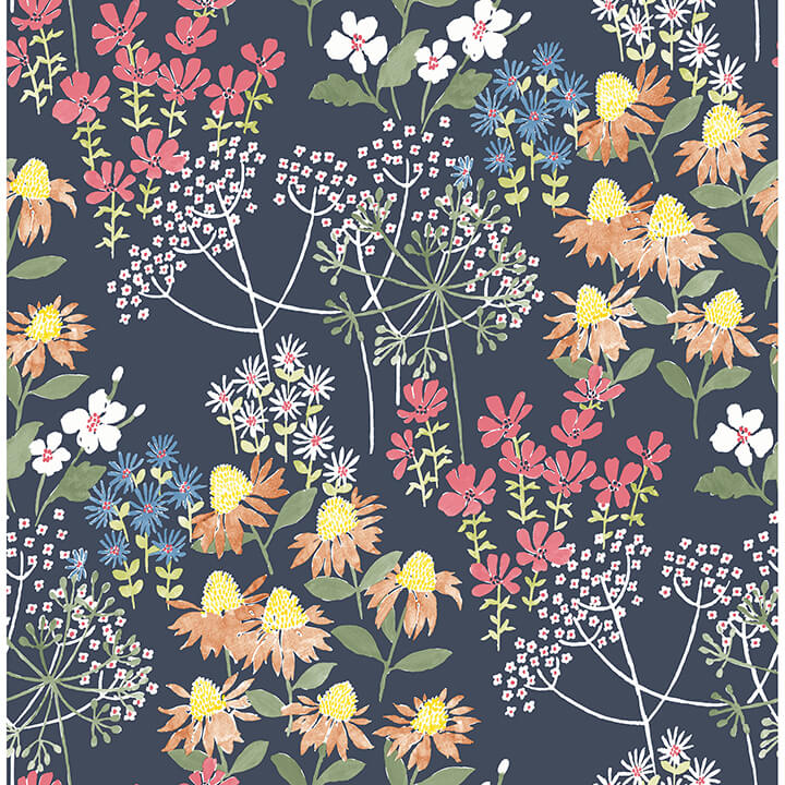 cultivate-navy-springtime-blooms-wallpaper-york-wallcoverings-4122-27016 - York Wallcoverings Wallpaper