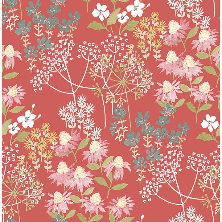 Cultivate Red Springtime Blooms Wallpaper - York Wallcoverings - 4122-27019