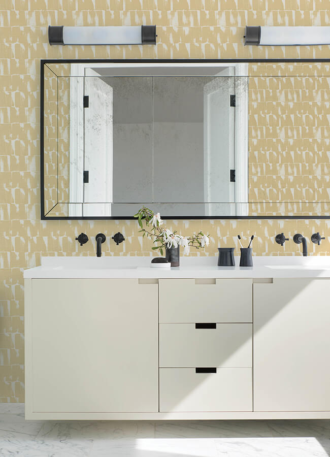 bancroft-gold-artistic-stripe-wallpaper-york-wallcoverings-4122-27021 - York Wallcoverings Wallpaper