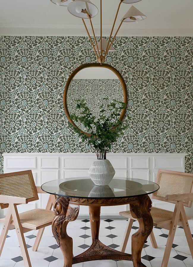 divine-green-abstract-medallion-wallpaper-york-wallcoverings-4122-27040 - York Wallcoverings Wallpaper