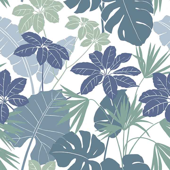Medellin Blue Rainforest Floor Wallpaper - York Wallcoverings - 4122-72411