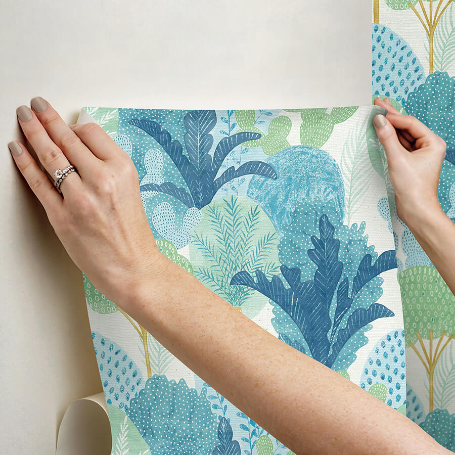teal-keilani-peel-and-stick-wallpaper-york-wallcoverings-nus4975 - York Wallcoverings Wallpaper
