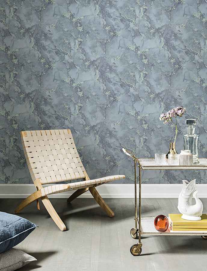 grandin-dark-blue-marbled-wallpaper-york-wallcoverings-4144-9104 - York Wallcoverings Wallpaper