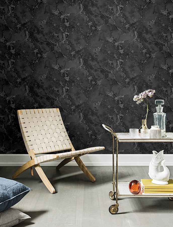 grandin-black-marbled-wallpaper-york-wallcoverings-4144-9105 - York Wallcoverings Wallpaper