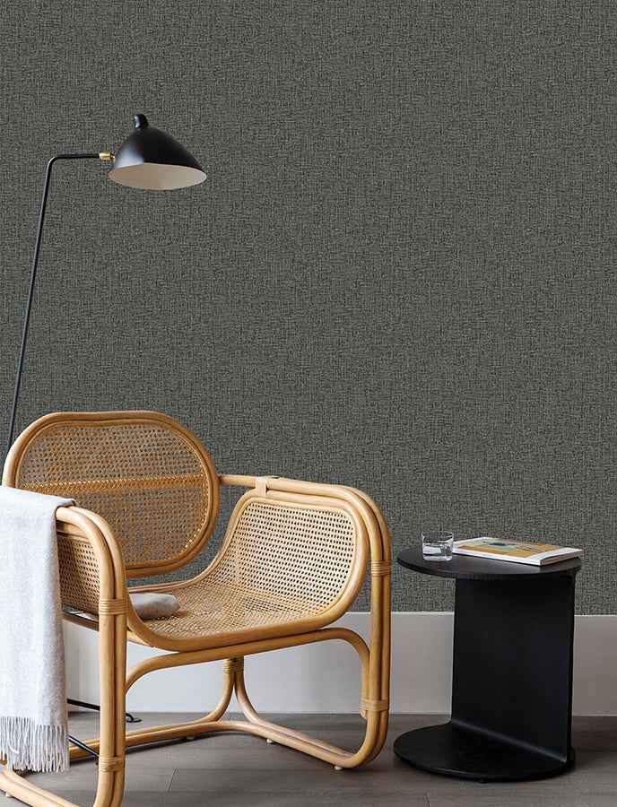 larimore-charcoal-faux-fabric-wallpaper-york-wallcoverings-4144-9117 - York Wallcoverings Wallpaper