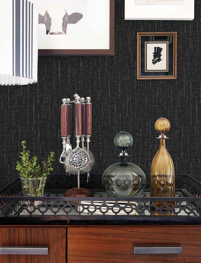 sanburn-black-metallic-linen-wallpaper-york-wallcoverings-4144-9148 - York Wallcoverings Wallpaper