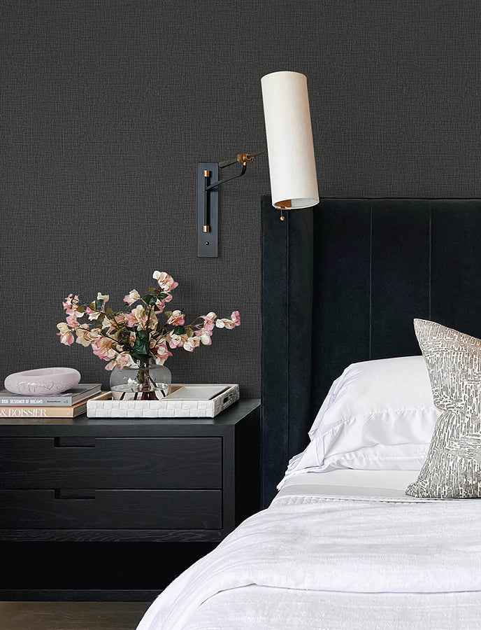 eagen-black-linen-weave-wallpaper-york-wallcoverings-4144-9172 - York Wallcoverings Wallpaper
