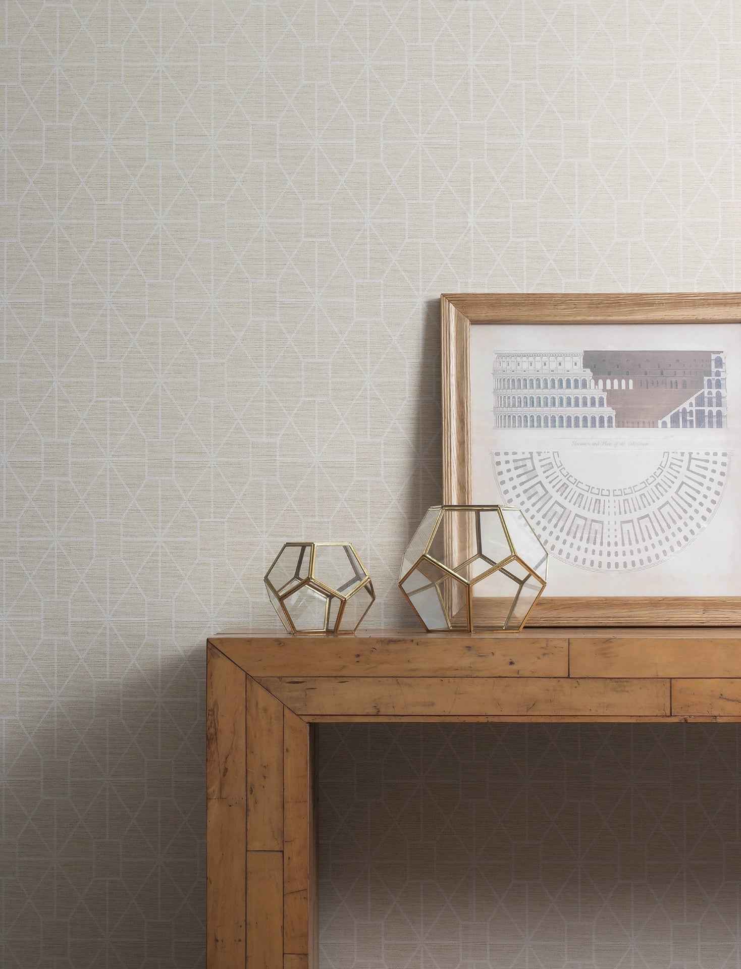 Stevenson Natural Trellis Wallpaper - York Wallcoverings - 4157-25014 - York Wallcoverings Wallpaper