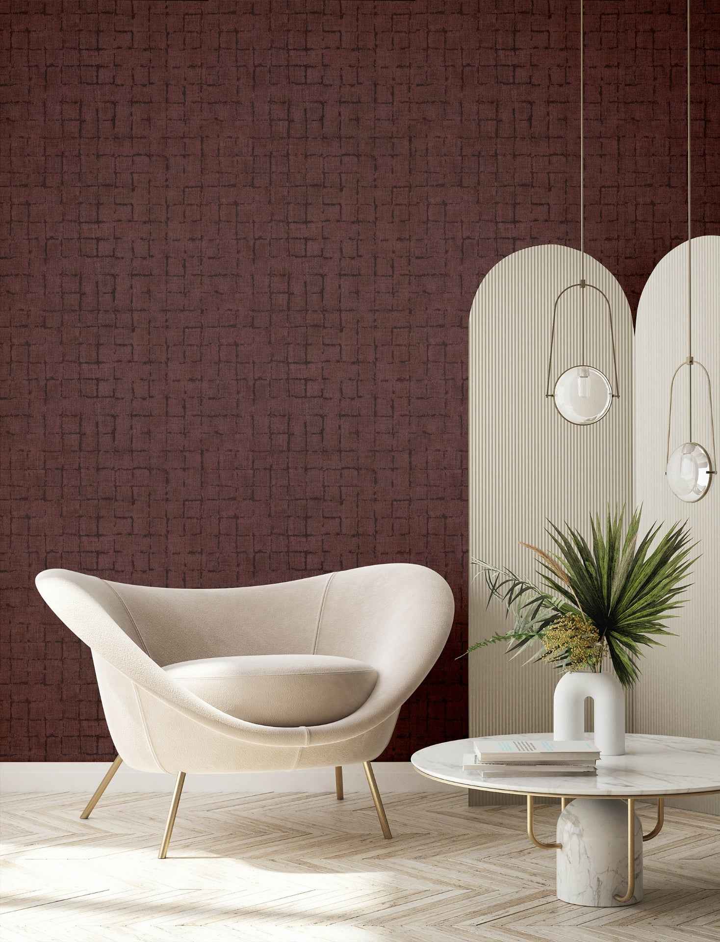 Blocks Burgundy Checkered Wallpaper - York Wallcoverings - 4157-333459 - York Wallcoverings Wallpaper