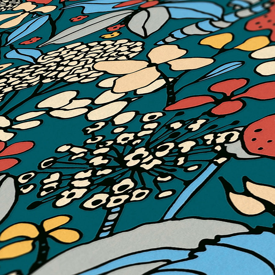 zetta-blue-floral-riot-wallpaper-york-wallcoverings-as377564 - York Wallcoverings Wallpaper