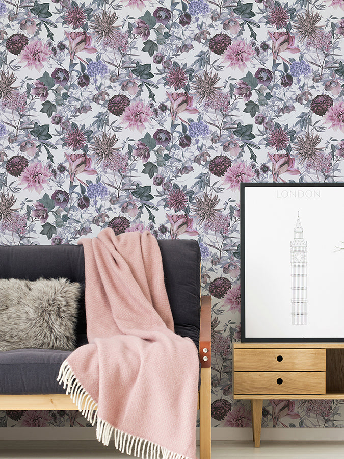 althea-lavender-flower-garden-wallpaper-york-wallcoverings-as381752 - York Wallcoverings Wallpaper