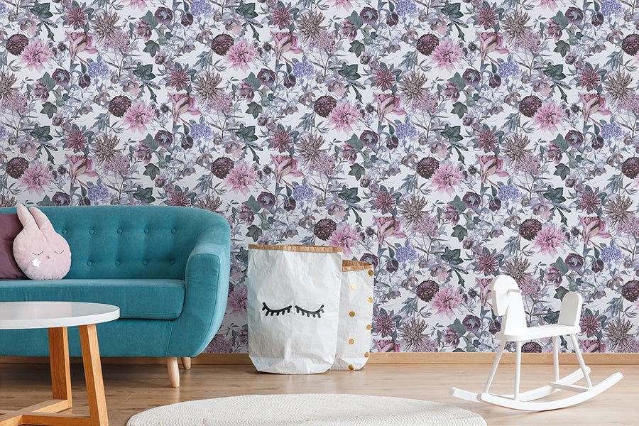 althea-lavender-flower-garden-wallpaper-york-wallcoverings-as381752 - York Wallcoverings Wallpaper