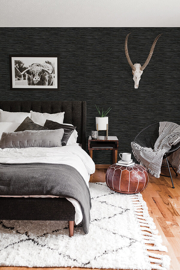 black-grassweave-peel-and-stick-wallpaper-york-wallcoverings-nus4992 - York Wallcoverings Wallpaper