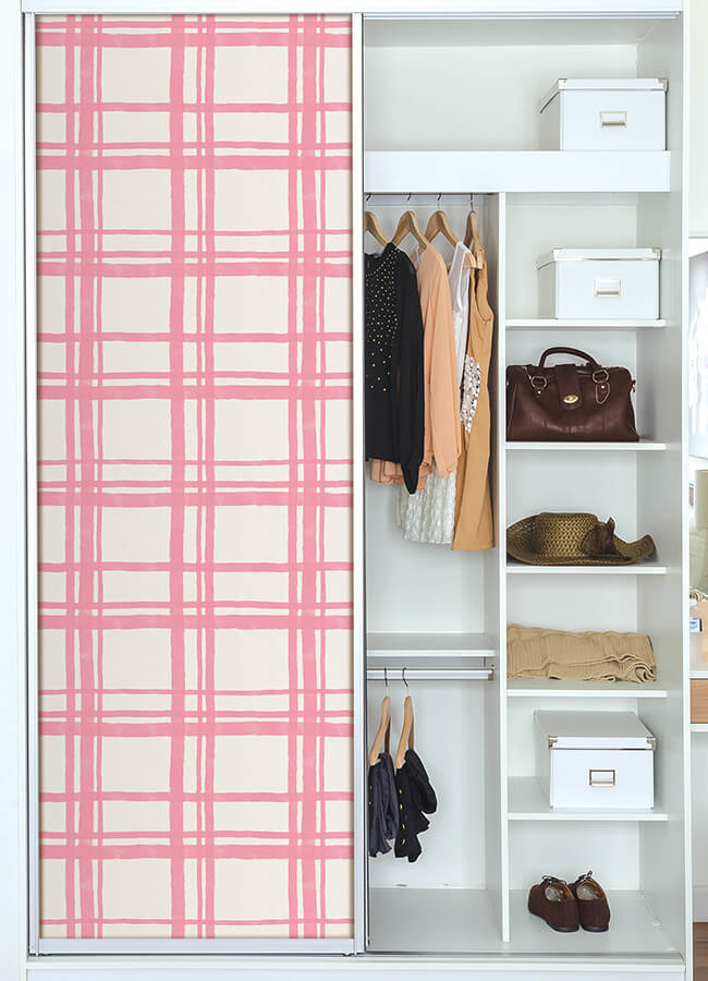 plaid-think-pink-geometric-peel-and-stick-wallpaper-york-wallcoverings-pp4706 - York Wallcoverings Wallpaper