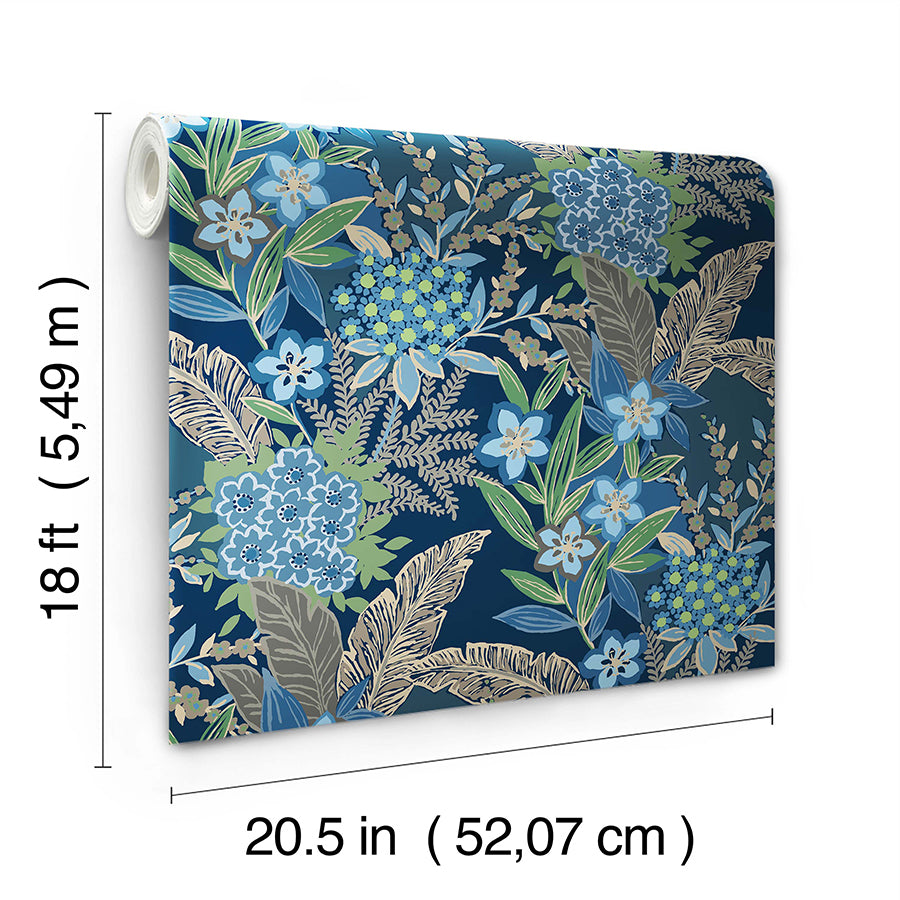 azure-blue-rujardin-peel-and-stick-wallpaper-york-wallcoverings-rps6145 - York Wallcoverings Wallpaper