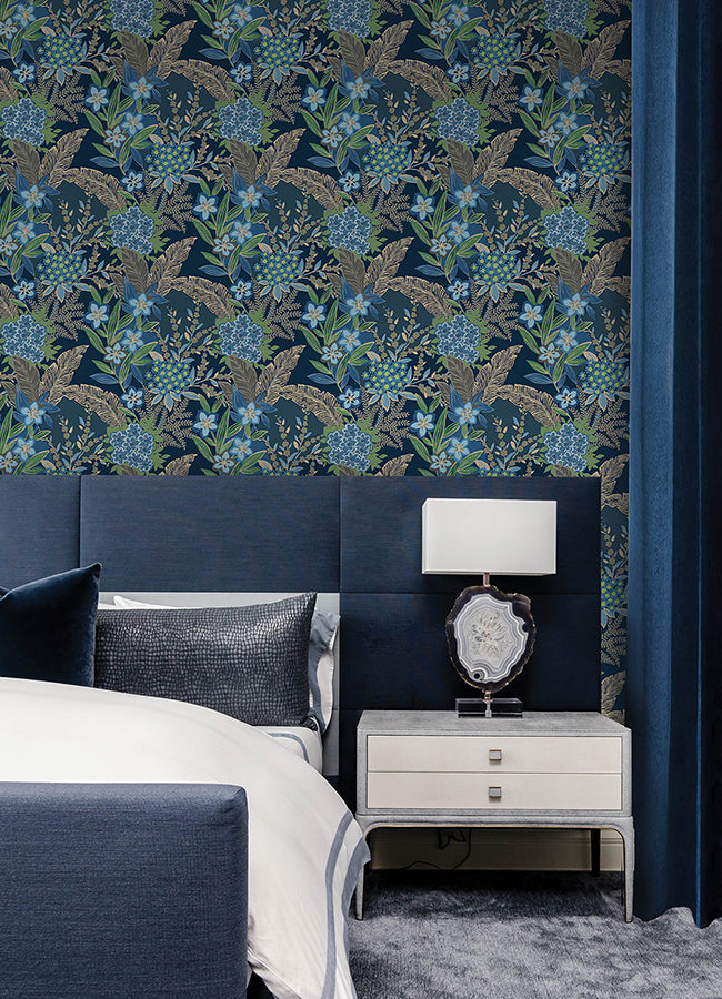 azure-blue-rujardin-peel-and-stick-wallpaper-york-wallcoverings-rps6145 - York Wallcoverings Wallpaper