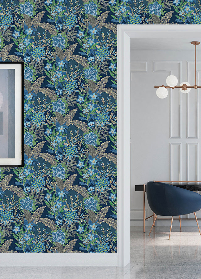 azure-blue-rujardin-peel-and-stick-wallpaper-york-wallcoverings-rps6145 - York Wallcoverings Wallpaper