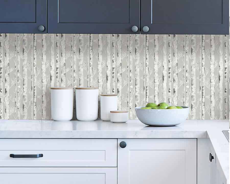 Birchdale Grey Peel & Stick Wallpaper - York Wallcoverings - NH4332 - York Wallcoverings Wallpaper