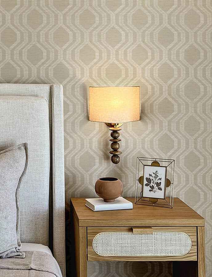burton-neutral-modern-ogee-wallpaper-york-wallcoverings-4141-27100 - York Wallcoverings Wallpaper