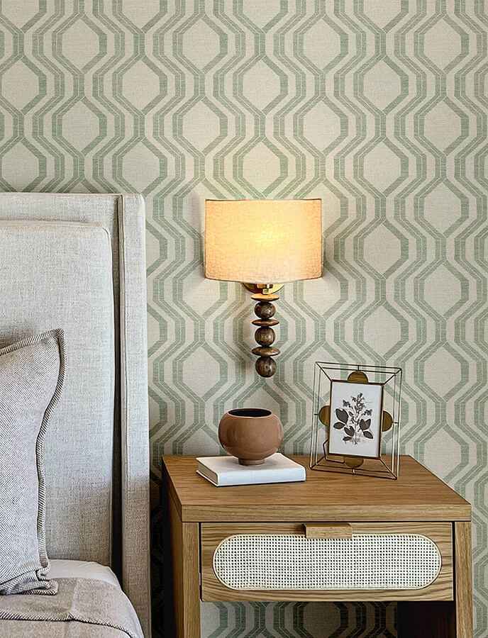 burton-green-modern-ogee-wallpaper-york-wallcoverings-4141-27105 - York Wallcoverings Wallpaper
