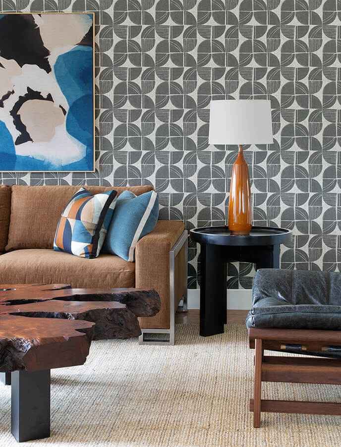 baxter-charcoal-semicircle-mosaic-wallpaper-york-wallcoverings-4141-27110 - York Wallcoverings Wallpaper