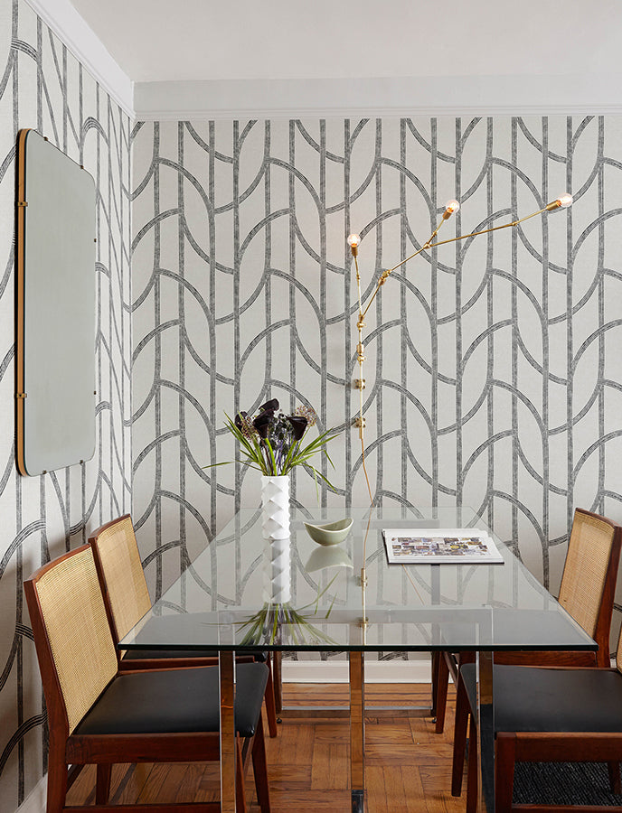 harlow-black-curved-contours-wallpaper-york-wallcoverings-4141-27141 - York Wallcoverings Wallpaper