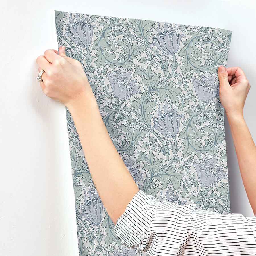 Anemone Blue Floral Trail Wallpaper - York Wallcoverings - 4153-82003 - York Wallcoverings Wallpaper