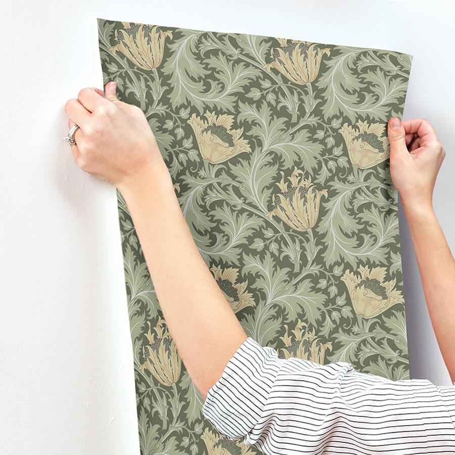 Anemone Moss Floral Trail Wallpaper - York Wallcoverings - 4153-82004 - York Wallcoverings Wallpaper