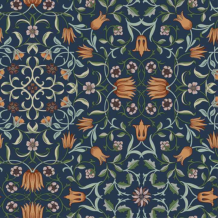 No 1 Holland Park Dark Blue Floral Wallpaper - York Wallcoverings - 4153-82010 - York Wallcoverings Wallpaper