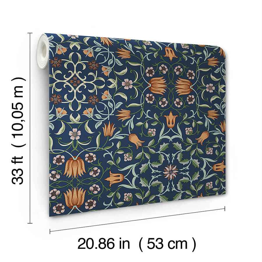 No 1 Holland Park Dark Blue Floral Wallpaper - York Wallcoverings - 4153-82010 - York Wallcoverings Wallpaper