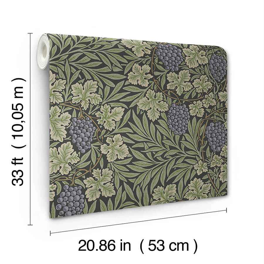 Vine Dark Green Woodland Fruits Wallpaper - York Wallcoverings - 4153-82020 - York Wallcoverings Wallpaper