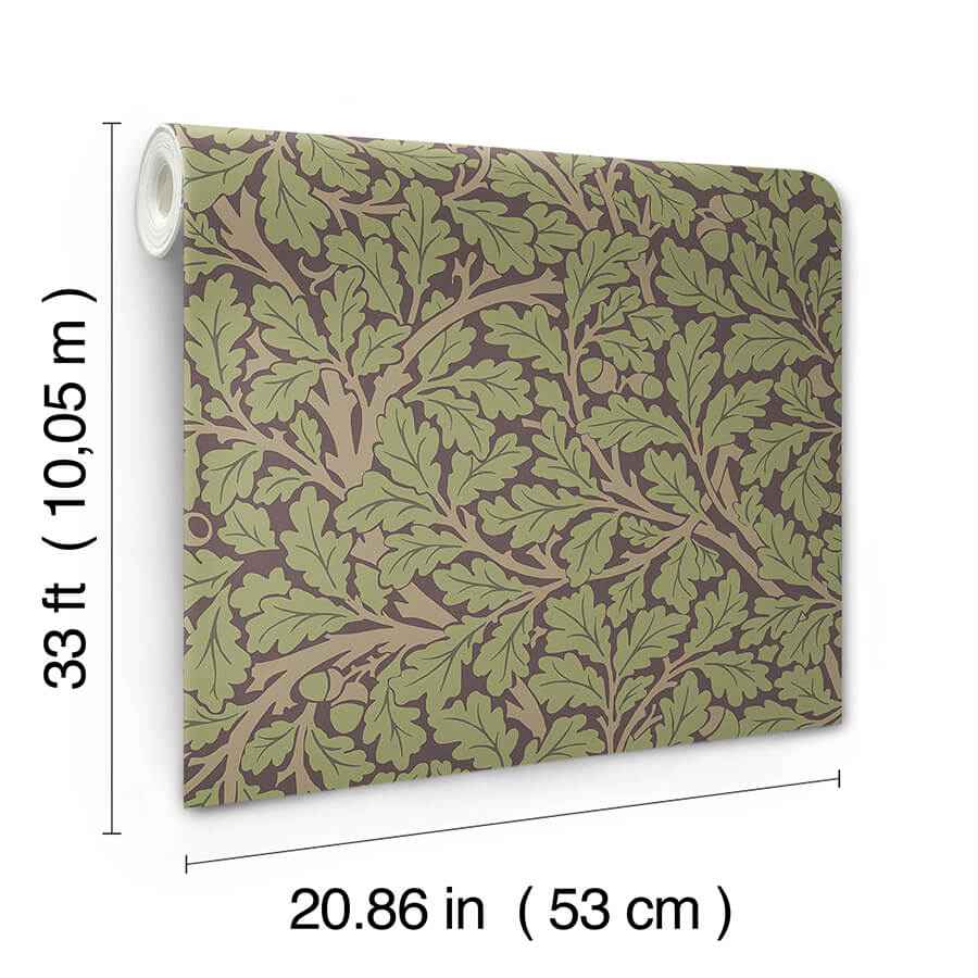Oak Tree Plum Leaf Wallpaper - York Wallcoverings - 4153-82029 - York Wallcoverings Wallpaper