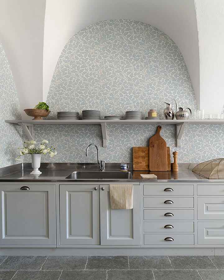 Oak Tree Sky Blue Leaf Wallpaper - York Wallcoverings - 4153-82031 - York Wallcoverings Wallpaper