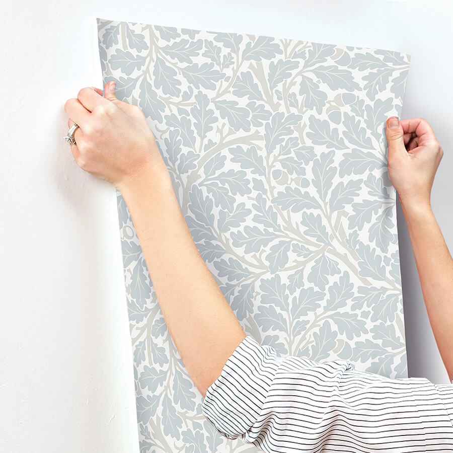 Oak Tree Sky Blue Leaf Wallpaper - York Wallcoverings - 4153-82031 - York Wallcoverings Wallpaper