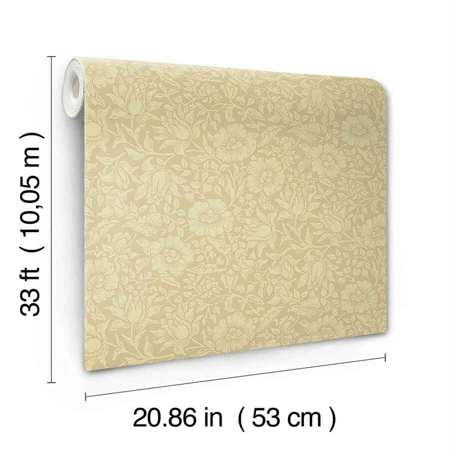 Mallow Butter Floral Vine Wallpaper - York Wallcoverings - 4153-82039 - York Wallcoverings Wallpaper