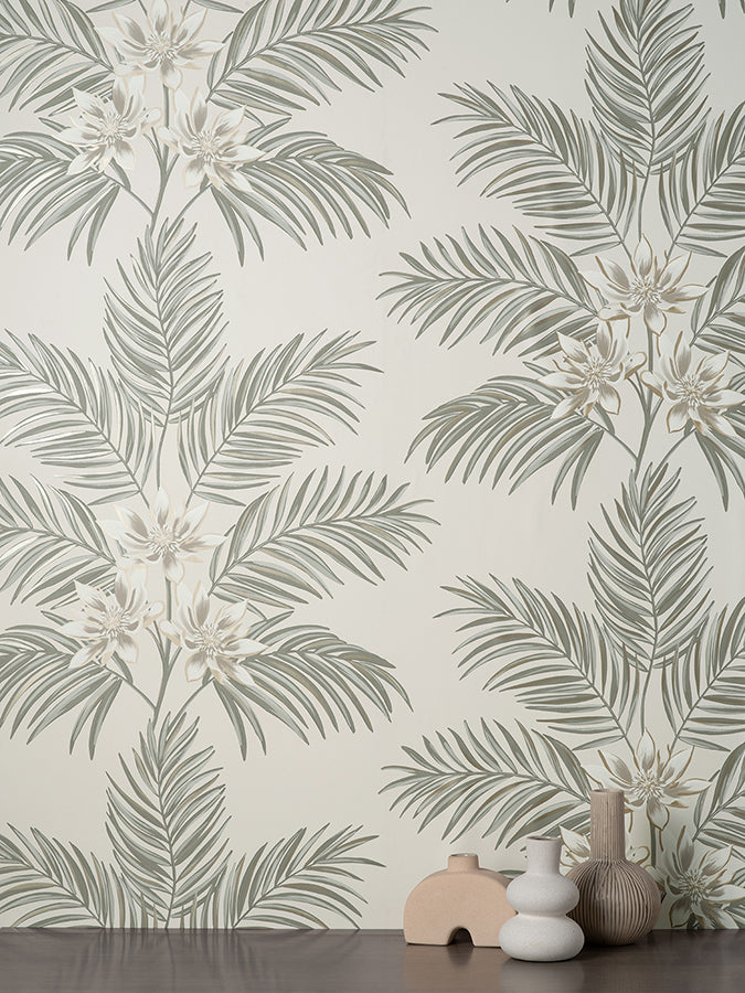 bali-light-grey-palm-wallpaper-york-wallcoverings-fd43277 - York Wallcoverings Wallpaper