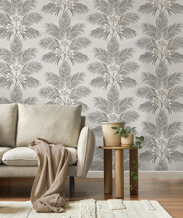 bali-light-grey-palm-wallpaper-york-wallcoverings-fd43277 - York Wallcoverings Wallpaper
