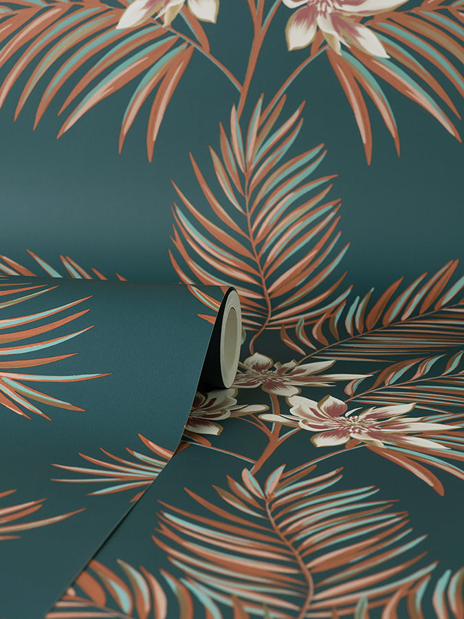bali-teal-palm-wallpaper-york-wallcoverings-fd43280 - York Wallcoverings Wallpaper