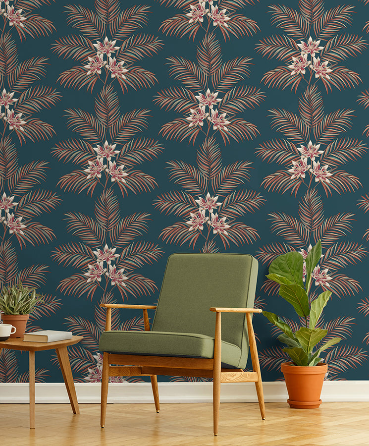bali-teal-palm-wallpaper-york-wallcoverings-fd43280 - York Wallcoverings Wallpaper