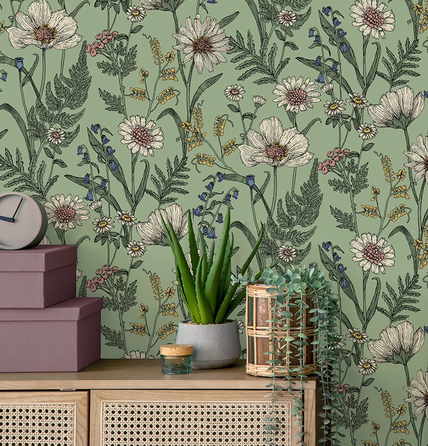 arden-sage-wild-meadow-wallpaper-york-wallcoverings-fd43337 - York Wallcoverings Wallpaper