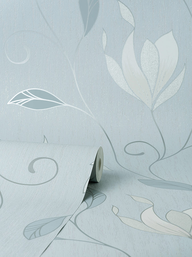 synergy-light-blue-floral-wallpaper-york-wallcoverings-m1740 - York Wallcoverings Wallpaper