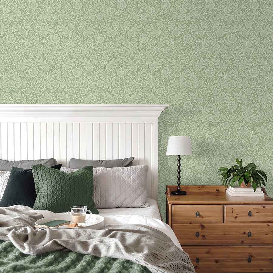 Camille Sage Damask Wallpaper - York Wallcoverings - M1744 - York Wallcoverings Wallpaper