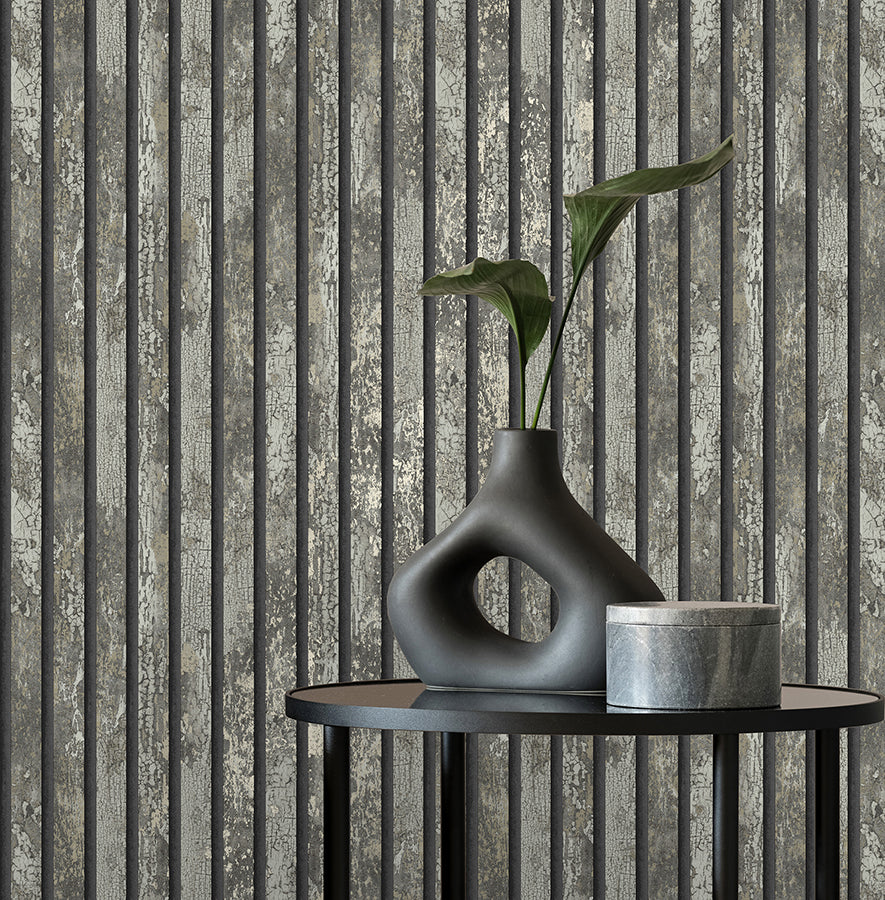 oxidize-grey-vertical-slats-wallpaper-york-wallcoverings-m1751 - York Wallcoverings Wallpaper