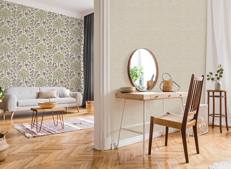 rowan-olive-autumn-trees-wallpaper-york-wallcoverings-m1762 - York Wallcoverings Wallpaper