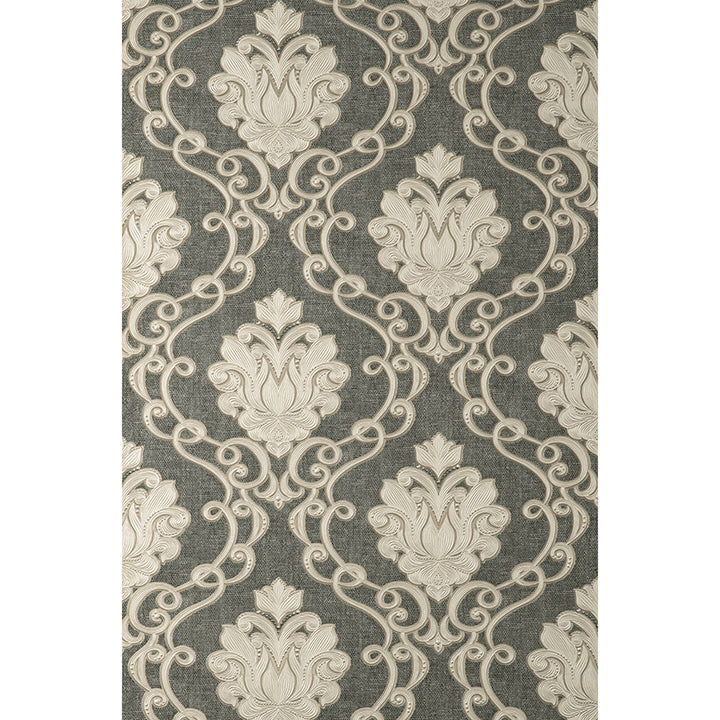 florentine-charcoal-damask-wallpaper-york-wallcoverings-m95660 - York Wallcoverings Wallpaper